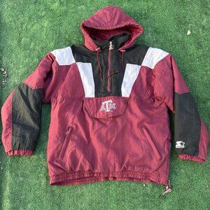 VTG 90s LOGO 7 RED WHITE INDIANA HOOSIERS WINDBREAKER PUFFER JACKET SZ M RARE